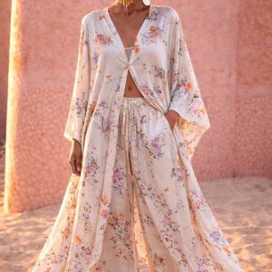 Garconne Pattern Wide Leg Trousers